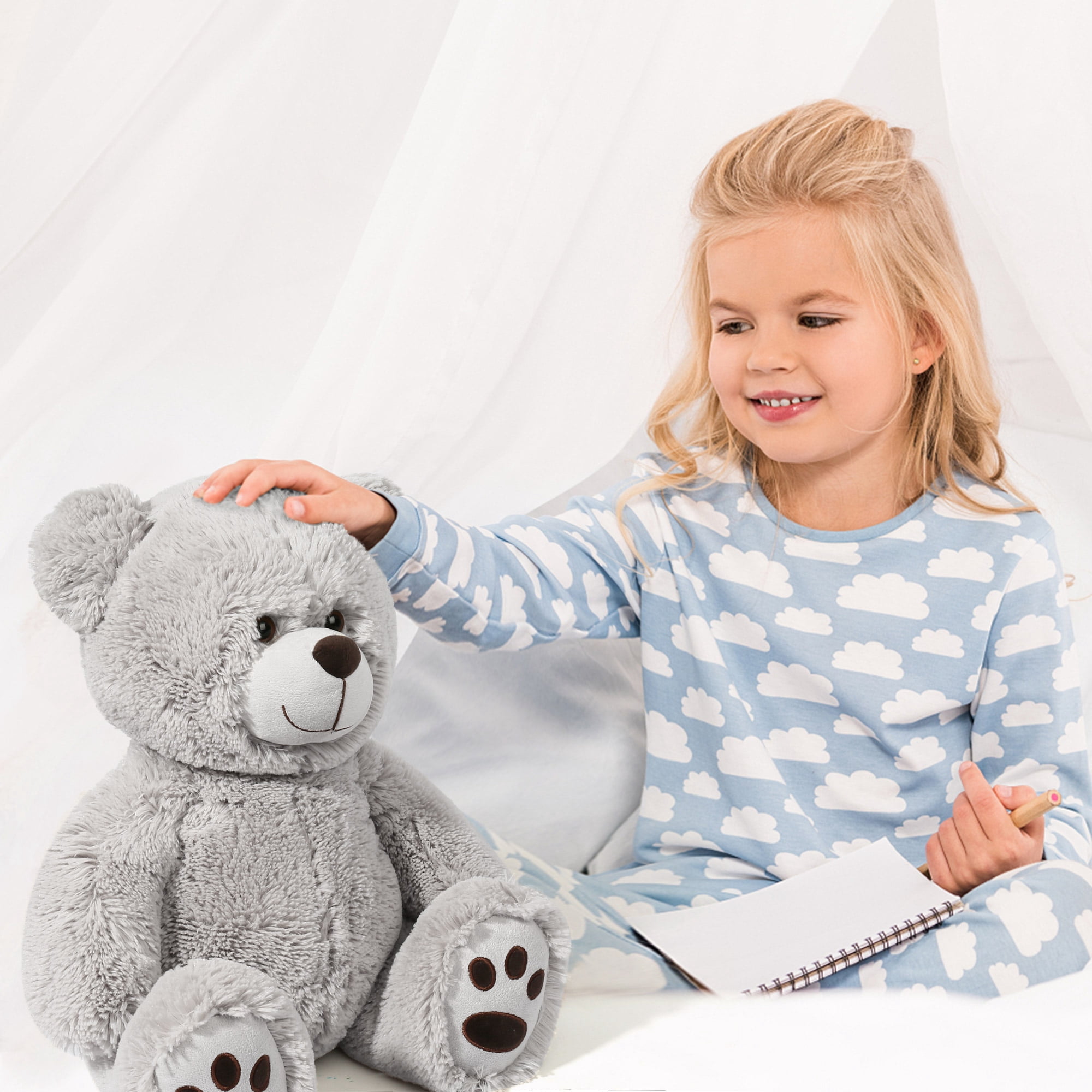 LotFancy Teddy Bear Stuffed Animal, 20” Plush Toy Gift for Girls Girlfriend, Gray