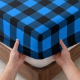 thumbnail image 3 of Full Size Fitted Sheet Set - Black Blue Plaid 3 Piece Bedding Sets 16" Deep Pocket Fitted Sheet with 2 Pillowcases Country Buffalo Checked Gingham Brushed Microfiber Hotel Luxury Bed Sheets, 3 of 9