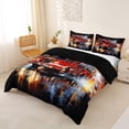 thumbnail image 3 of Erosebridal Boys Fire Engine Queen Duvet Cover Set, Truck Car Bedding, Black Red, Black Reversible, 1 Duvet Cover and 2 Pillowcases (No Comforter), 3 of 5