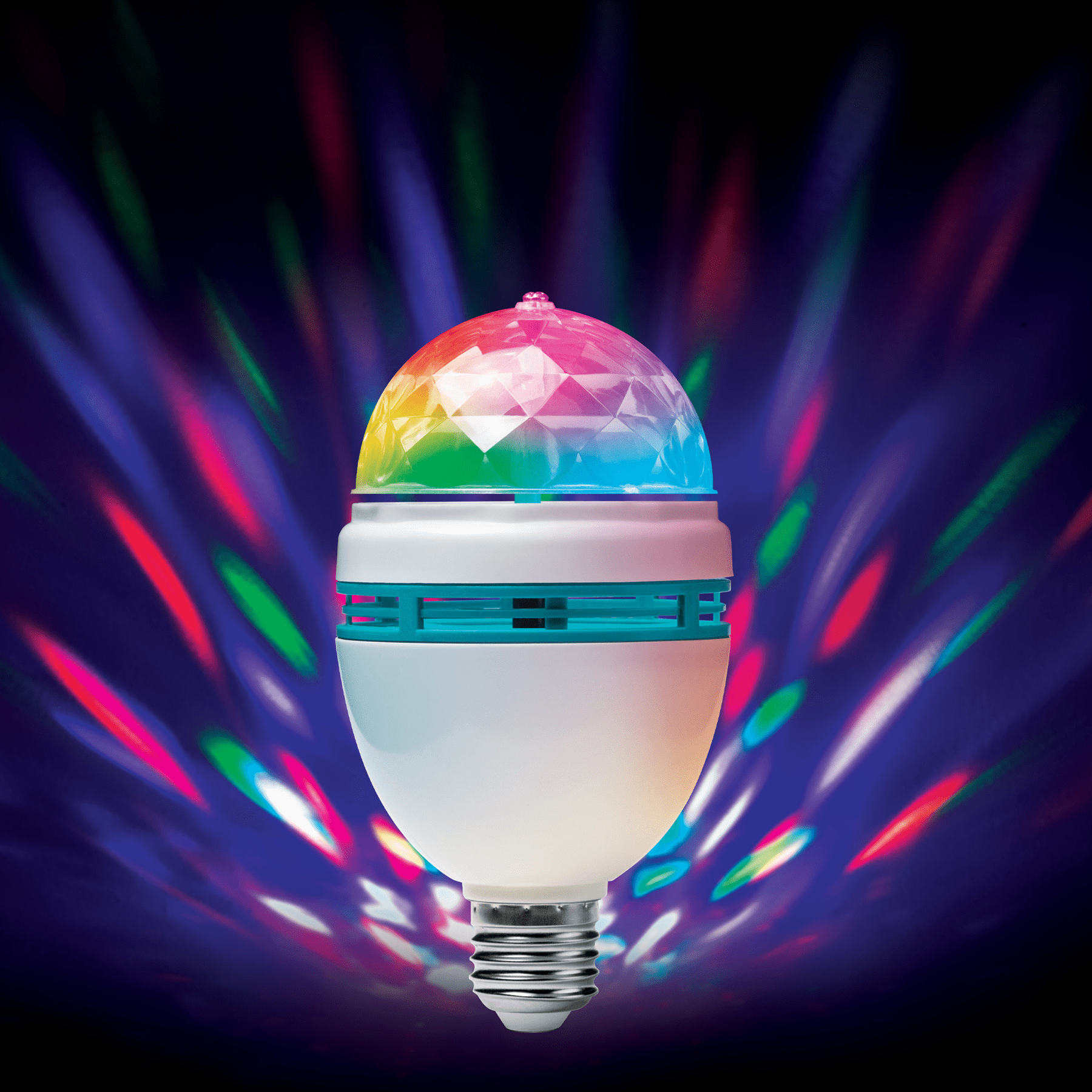 (3 pack) Merkury Innovations Spinning Party LED Bulb, Sound-Reactive Rotating Multicolor Light, E26 Base