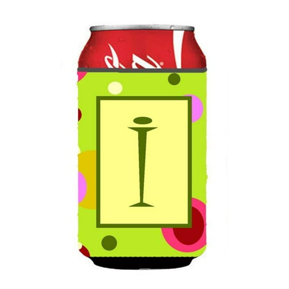 Letter I Initial Monogram - Green Can or Bottle  Hugger