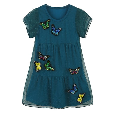 

Toddlers Girls Baby Short Butterfly Embroidery Princess Dress Clothes Dresses Princess Dress Child Sundress Streetwear Kids Dailywear Outwear