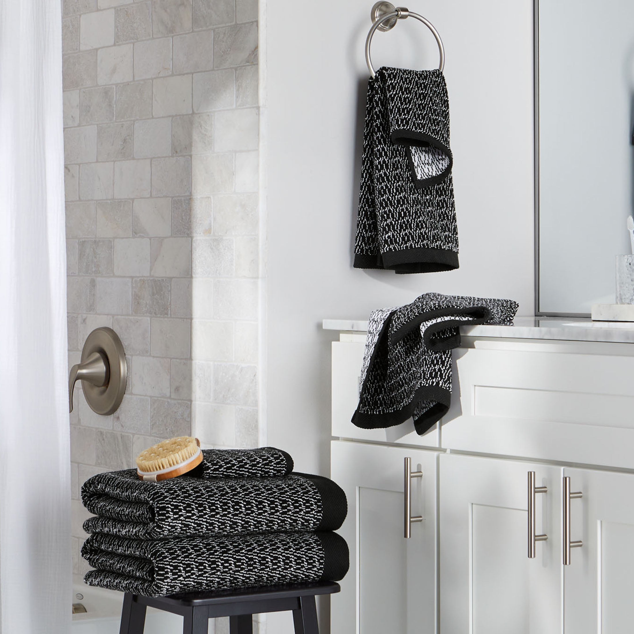 Better Homes & Gardens Signature Soft Cotton Melange 6-Piece Bath Towel Set, Rich Black