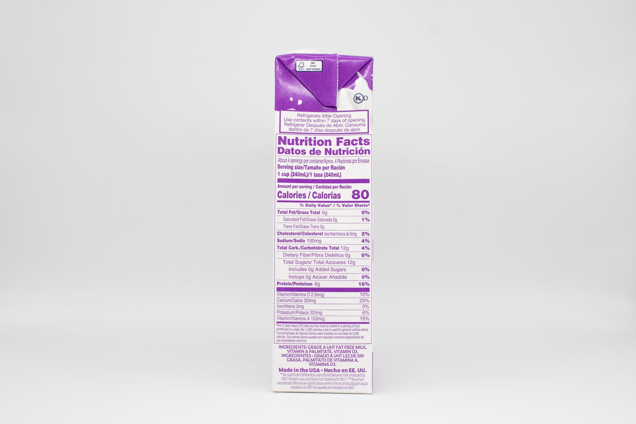 Parmalat Fat Free Milk, 32 fl oz