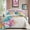 Pink Teal Flower, variant on Romantic Pink Teal Quilt Set King Size 3 Pieces Colourful Floral Bedspread Set Bedding for All Season