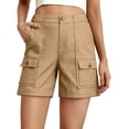 thumbnail image 3 of Cargo Shorts Women 2026 Summer Elastic High Waist Wide Straight Leg Casual Office Work Shorts with Pockets, 3 of 8