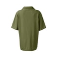 thumbnail image 6 of Women's Polo Shirts Waffle Short Sleeve Tops Button Down Collared T Shirt Golf Shirt Business Casual Tees,Army Green XXXL, 6 of 8