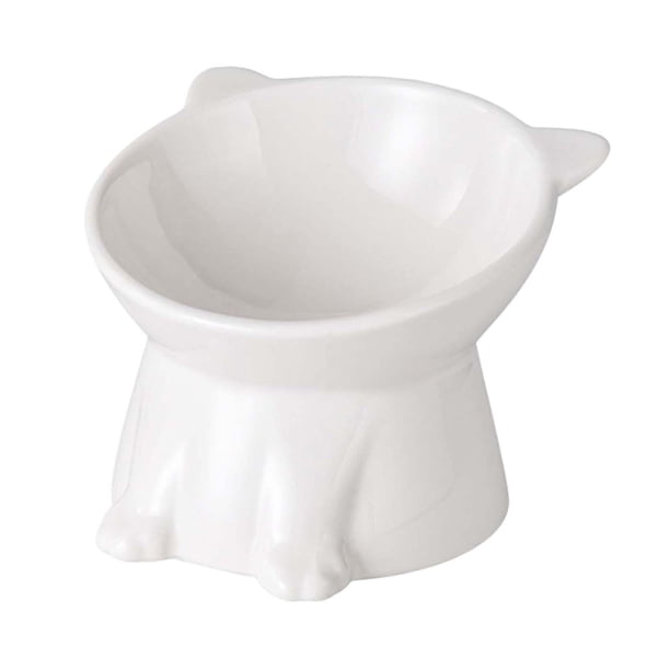Cuenco para gatos Fernando Cuenco para comida de mascotas protección para el cuello cuenco inclinado blanco