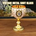 thumbnail image 4 of Vintage Metal Shot Glass with Rhinestone Accents, 1 Oz Capacity, Gold and White, for Home Bar Use, 4 of 4