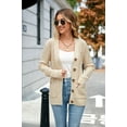 thumbnail image 7 of Women's Long Sleeve Cable Knit Sweater Open Front Cardigan Button Loose Outerwear, 7 of 7