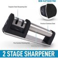 thumbnail image 2 of Zulay Knife Sharpener for Straight and Serrated Knives Stainless Steel Ceramic and Tungsten - Easy Manual Sharpening - Black, 2 of 7