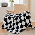 thumbnail image 7 of Checkered Throw Blanket for Couch, Soft & Cozy Fleece Flannel Blanket with Checkerboard Grid Home Decor, Checkered Black, 50x60 Inches, 7 of 7