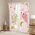 thumbnail image 3 of jejeloiu Gold Stars Moon Blackout Curtains Set of 2 (52x84 Each),Pink Cute Axolotl Window Curtains,Chic Glitter Print Curtains and Drapes For Kids,Super Cozy Room Decor, 3 of 6