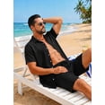 thumbnail image 3 of RICHCOIN Mens 2 Piece Outfit Summer Beach Short Sleeve Button Down Shirts and Shorts Vacation Sets for Men, 3 of 7