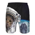 thumbnail image 4 of Kdxio Cat Astronaut Pattern Mens Casual Shorts - Drawstring Summer Beach Sports Shorts for Men, 4 of 9