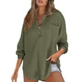 thumbnail image 1 of MPWEGNP Haut Tricoté à Manches Longues pour Femmes, Col en V, Tunique Décontractée Unie, Vert P, 1 of 4