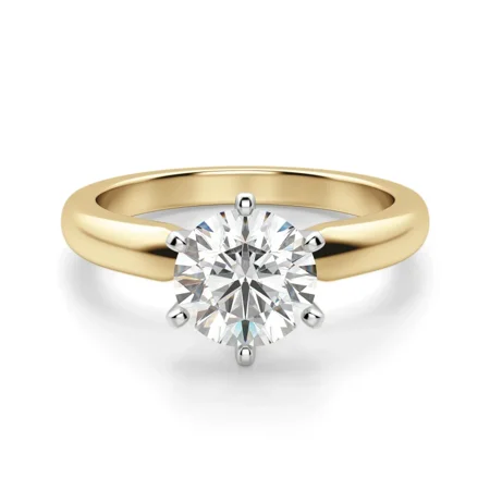 3 Carat Round Cut Moissanite Engagement Wedding Ring for Women D VVS1 18k Yellow Gold Plated 925 Silver Promise Ring | Lifetime Warranty