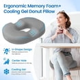 thumbnail image 3 of Donut Pillow Seat Cushion - Cooling Gel Donut Chair Cushions, Memory Foam Seat Cushion for Office & Home, Car Seat Cushion and Butt Pillow, Hemorrhoids Pillow and Tailbone Pain Relief, Light Grey, 3 of 14