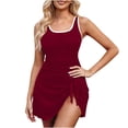 thumbnail image 1 of FRSASU Maillot de Bain une Pièce pour Femme, Contrôle du Ventre, Robe de Bain à Nœud, Rouge, P(S), 1 of 5