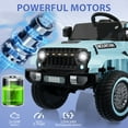 thumbnail image 5 of EastVita 12V Kids Ride on Truck Car, 4 Wheeler Electric Vehicles with Remote Control, Spring Suspension, 3 Speeds, LED Lights, Music, MP3, Battery Powered Ride on Toy Blue, 5 of 6
