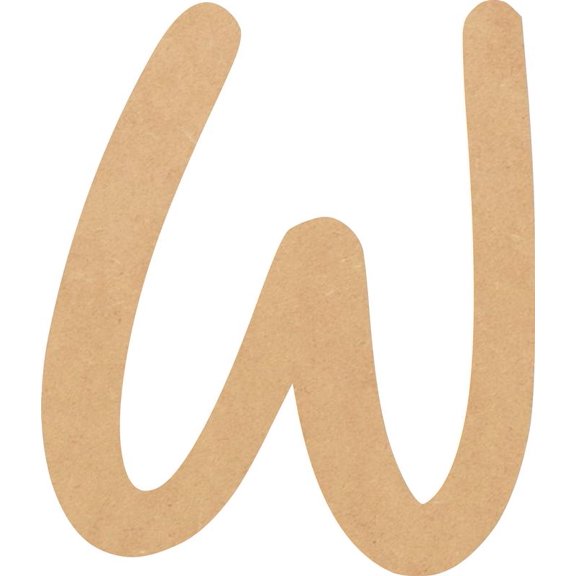 Wooden Letter (W) Unfinished Craft, 4'' Tall Paintable DIY, Script Bright Candy Font