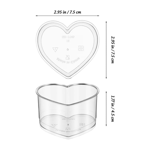 10 Pcs Transparent Heart Shaped Dessert Cups 150ml Multi-Function Pudding Cups for Party, Baking, and Serving
