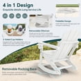 thumbnail image 6 of KINGYES Folding Adirondack Rocker Chair Set of 2 W/ Footrest & Dual Cup Holders, HDPE Outdoor Patio Rocking Chair, White, 6 of 6
