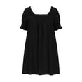 thumbnail image 6 of Fartey Babydoll Dress for Women 2025 Cute Puff Short Sleeve Dress Loose Casual Solid Color Square Neck Dress Summer Mini Dresses Black M, 6 of 8