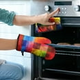 thumbnail image 2 of Colorful Rainbow Checkered Pattern Kitchen Oven Mitt and Pot Holder Sets 2 Pcs for Baking, Cooking and Grilling, Heat Resistant Up To 392 °F, 2 of 7