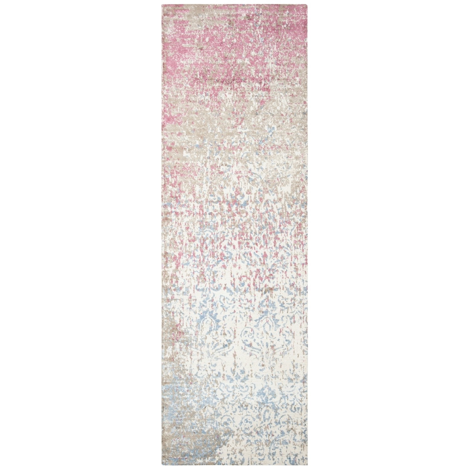 SAFAVIEH Expression Kliment Abstract Overdyed Runner Rug, Ivory/Blue, 2'6" x 8'