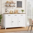 thumbnail image 3 of Hiphuta 47"W Buffet Cabinet with Adjustable Shelf, Modern Farmhouse Coffee Bar with 3 Drawers and Sturdy Base for Small Space and Living Room, White, 3 of 9