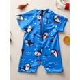 thumbnail image 3 of Licupiee Baby Boys One-Piece Swimwear, Cartoon Animal Patterns Short Sleeve Zipper Beachwear, 3 of 6