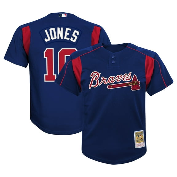 Youth Mitchell & Ness Chipper Jones Navy Atlanta Braves Cooperstown Collection-Mesh Batting Practice Jersey