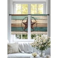 thumbnail image 6 of Sheer Curtains 54 Inches Long, Texas Star Light Filtering Window Curtains for Living Room/Bedroom, Country Teal Brown Farmhouse Wooden Rod Pocket Voile Sheer Curtain Drapes, 52"W x 54"L, 2 Panels, 6 of 8