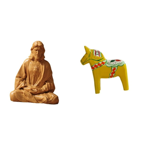 Estatua del Corazón de Jesús,Estatua del Sagrado Corazón de Jesús para decoración del hogar,Figura católica de Jesús,Figura de escritorio,Estatua tradicional sueca del caballo de Dala