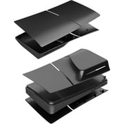 for PS5 Slim Console Faceplate Cover, Custom Replacement Skin Case ABS Cover Plates Side Shell for PS5 Slim Disc Edition (Black)