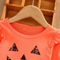 thumbnail image 3 of TIREOW Kids Girls Cotton Halloween Tops Pants Sets Cute Pumpkin Face Graphic Long Sleeve Shirts Cap Sleeve and Flare Pants 2pc Sets with Hairband for Toddler, 3 of 5