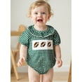 thumbnail image 6 of BemeyourBBs Baby Girl Plaid Romper Round Neck Short Sleeve Bubble Ruffle Jumpsuit, 6 of 9