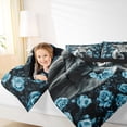 thumbnail image 4 of jejeloiu Blue Rose Highland Cow 7-Piece Twin Bedding Sets Kids,Floral Farm Print Bedding Comforter Set,Reversible, 4 of 7