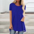 thumbnail image 2 of JUNWELL Tunique d'Été Grande Taille pour Femmes Col Rond Manches Courtes T-Shirts Longs Fluides Blouses en Solde Liquidation 2024, 2 of 5