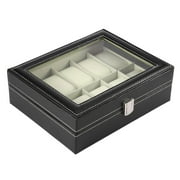 Watch Case for Men 10-Slots PU Leather Storage Organizer Large