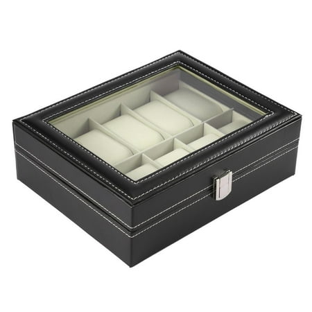 Watch Case for Men 10-Slots PU Leather Storage Organizer Large