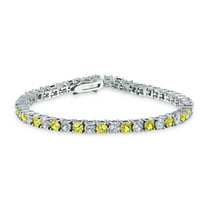 Bling Jewelry Womens Round CZ 12CT 4 Prong Basket Set Tennis Bracelet Silver
