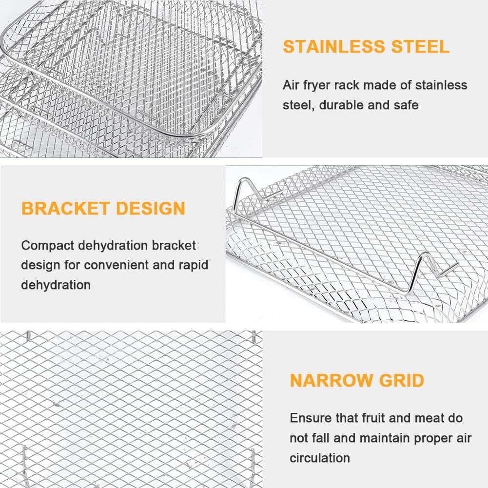 GoXteam Air Fryer Racks 3Pcs Stackable Set, Stainless Steel Mesh Baskets, Multi-Use for Air Fryer, Steamer, Oven, Dishwasher Safe (7.8 x 7.8in Square)