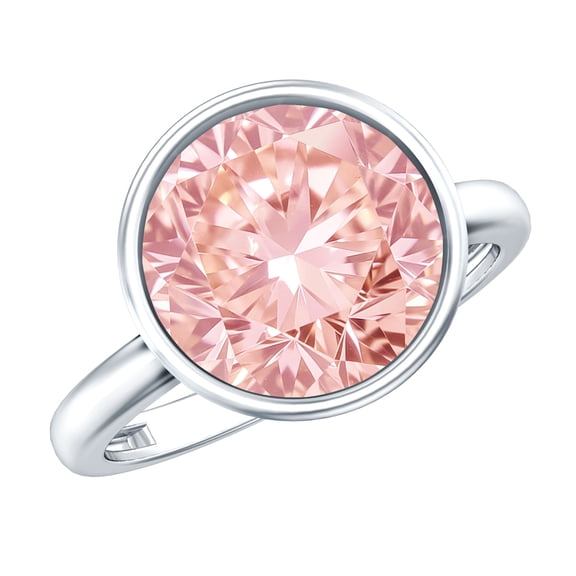 Rosec Jewels IGI Certified 4 Carat Lab Grown Pink Diamond Bezel Set Engagement Ring - VS1 Grade, 925 Sterling Silver, US 4.00