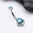 thumbnail image 3 of Implant Grade Titanium Royal Bali Sparkle Internally Threaded Belly Button Ring-Aqua, 3 of 4