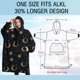 thumbnail image 4 of Oversized Wearable Blanket Hoodie,Dark Blue Sun Moon Wreath Pattern Sherpa Blanket Hoodie with Super Pockets,Super Warm Fuzzy Pullover for Women & Men, 4 of 6