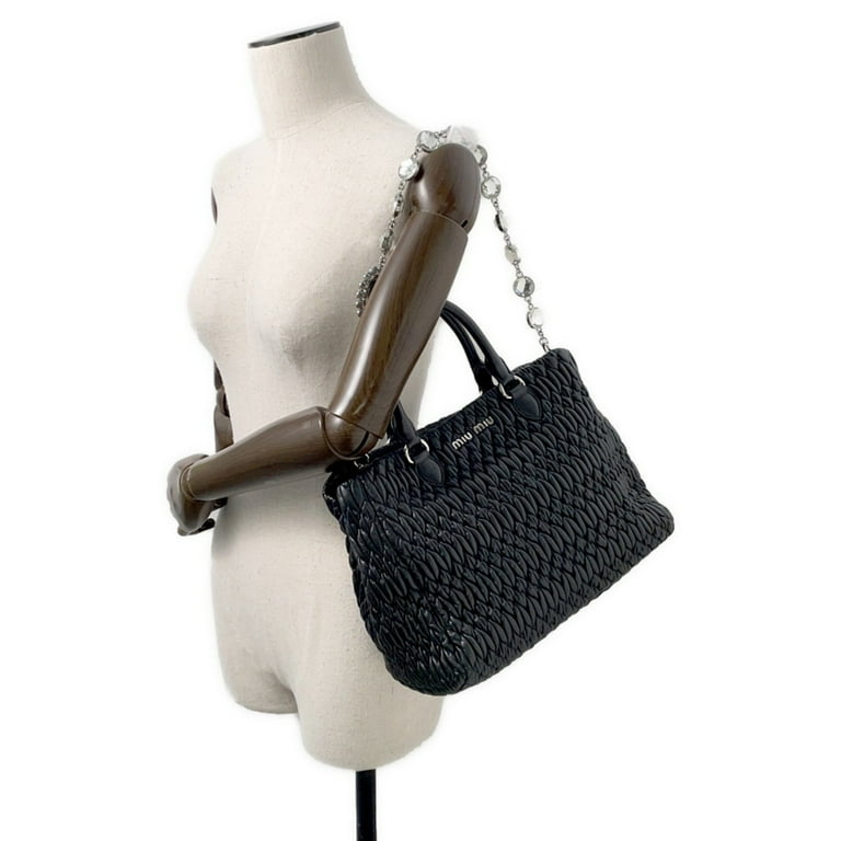Pre-Owned Miu Miu Miu handbag matelassé nappa crystal