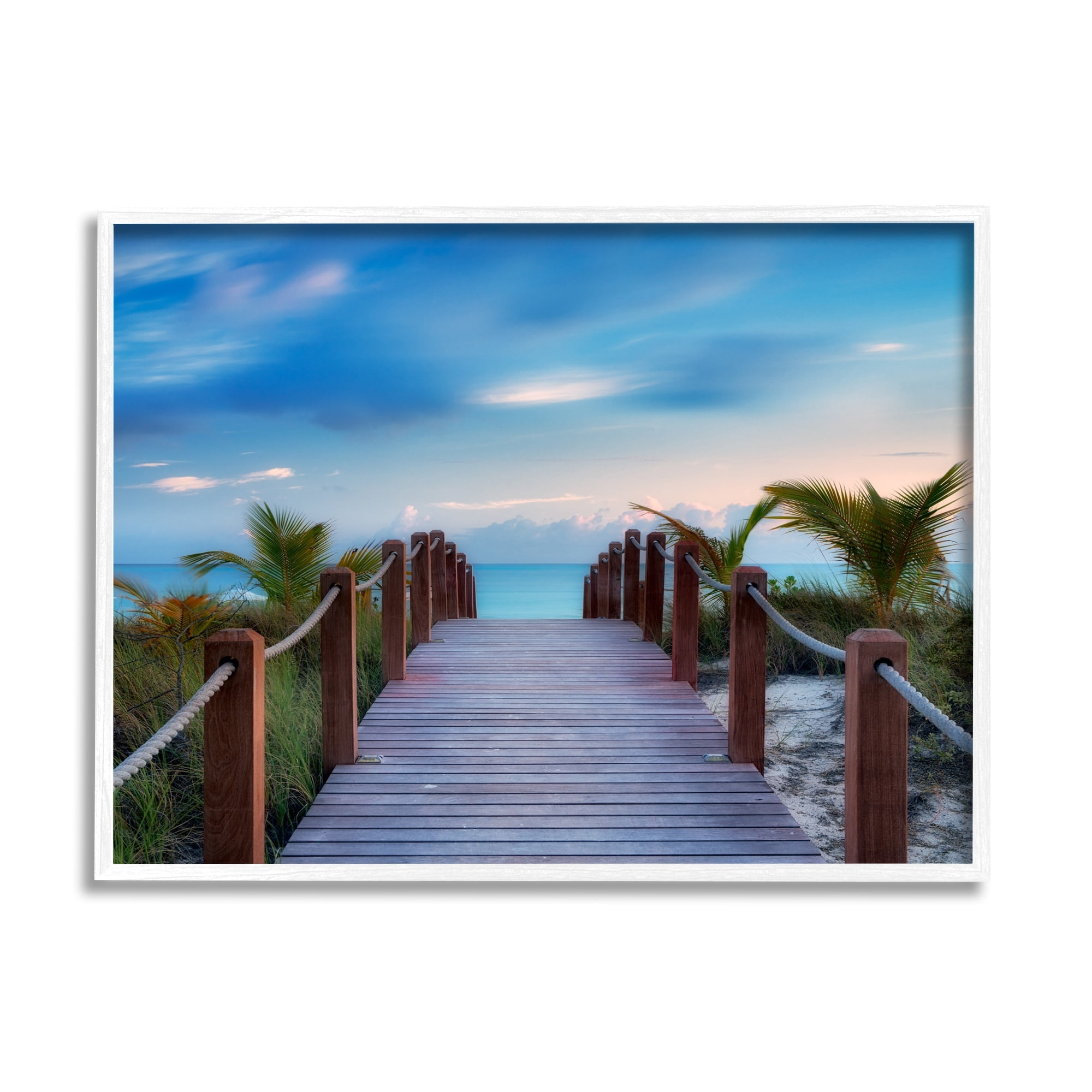Stupell Industries Tropical Boardwalk Beach Path Coastal Photography White Framed Art Print Wall Art