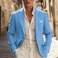 thumbnail image 6 of Fwqbns Men's Blazer Jacket Casual Long Sleeve Slim Fit One Button Sport Coats with Pocket for Work Business Daily Wear Sky Blue, 6 of 6